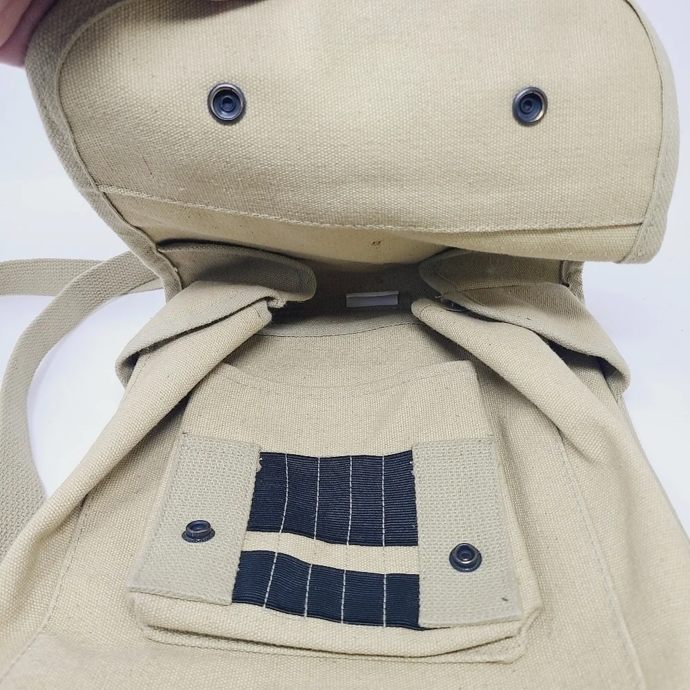 Unbranded | Unisex Vintage Beige Canvas Shoulder Bookbag or Backpack (One Size)